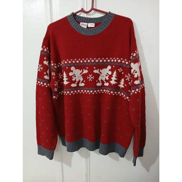Vintage Disney hickey mouse womens plus size 2xl wool red Christmas sweater - Picture 1 of 8
